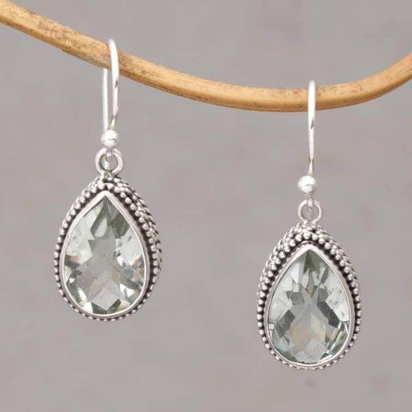 Handmade Sterling Silver Sparkling Spring Prasiolite Earrings Handmade Sterling Silver X27 Sparkling Spring Prasiolite Earrings Indonesia