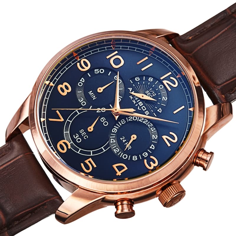 Akribos XXIV Men's Chronograph Classic Leather Strap Watch