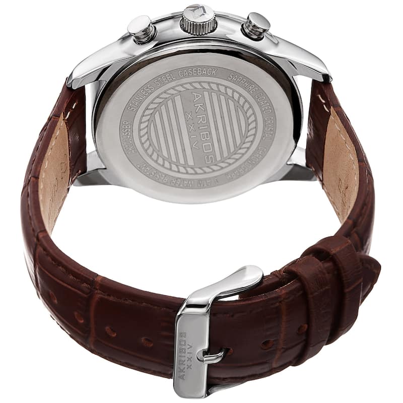 Akribos XXIV Men's Chronograph Classic Leather Strap Watch