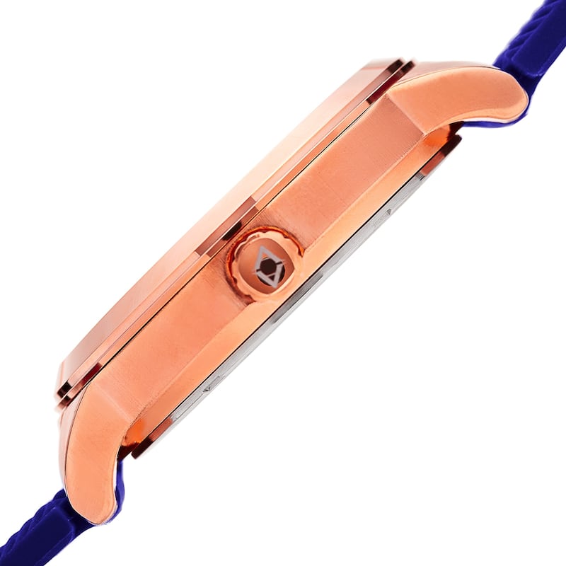 Akribos XXIV Men's Quartz Rose-Tone Blue Soft Silicone Strap Watch