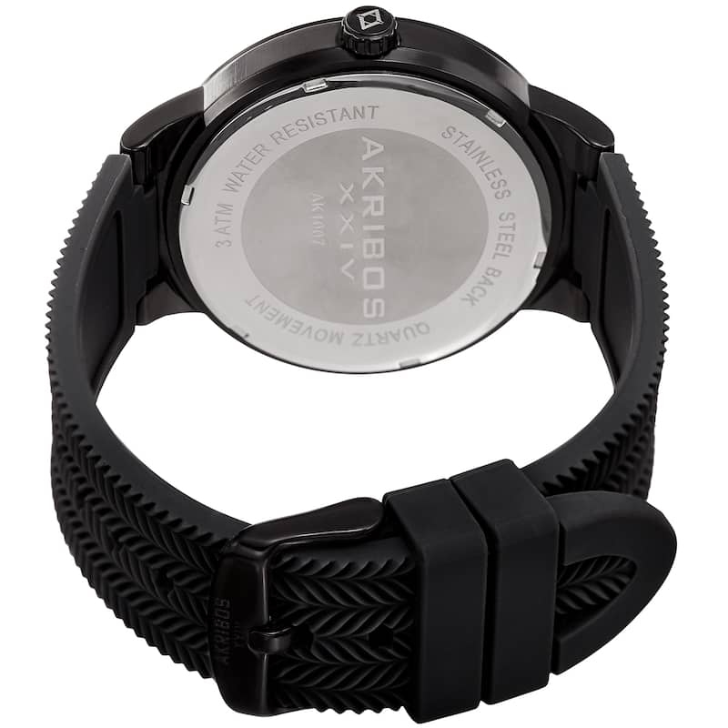 Akribos XXIV Men's Quartz Black Soft Silicone Strap Watch