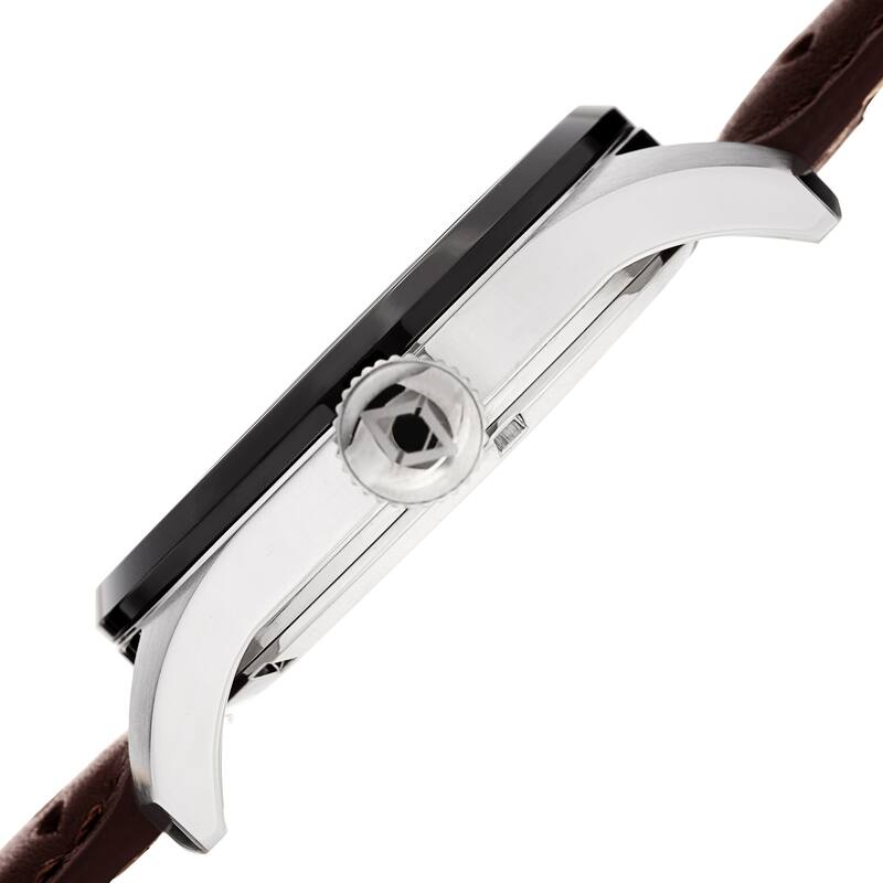 Akribos XXIV Men's Automatic Skeleton Perforated Brown Leather Strap Watch