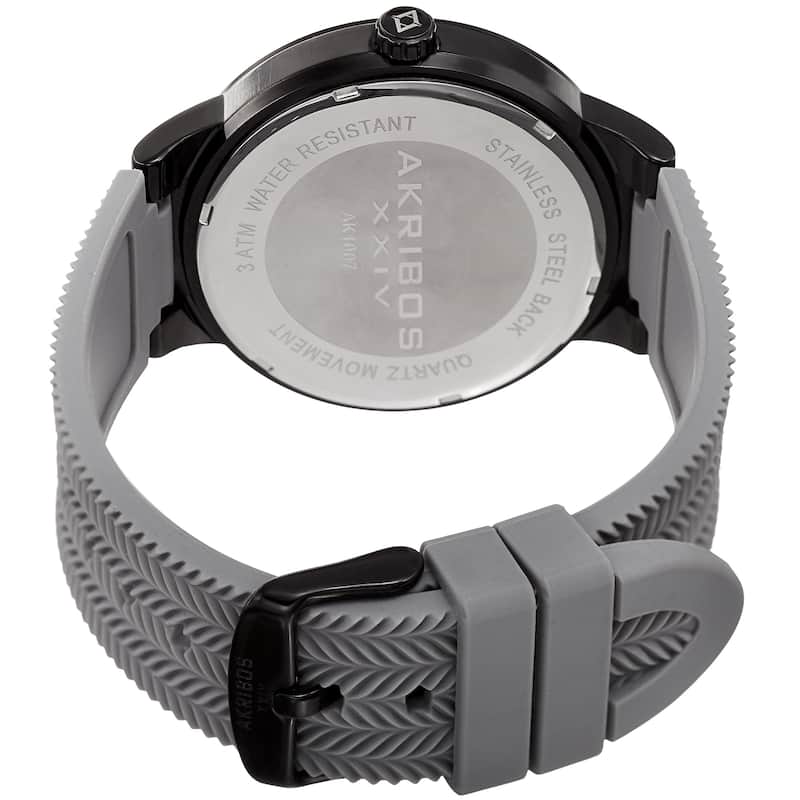 Akribos XXIV Men's Quartz Red Grey Soft Silicone Strap Watch