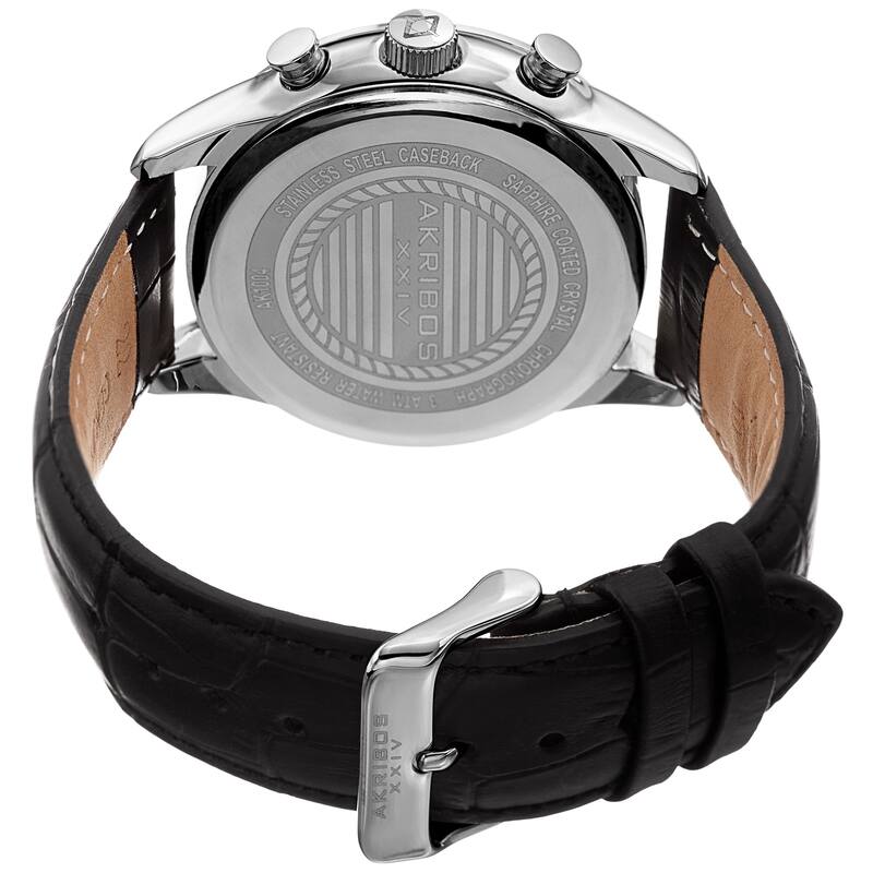 Akribos XXIV Men's Chronograph Classic Blue Black Leather Strap Watch