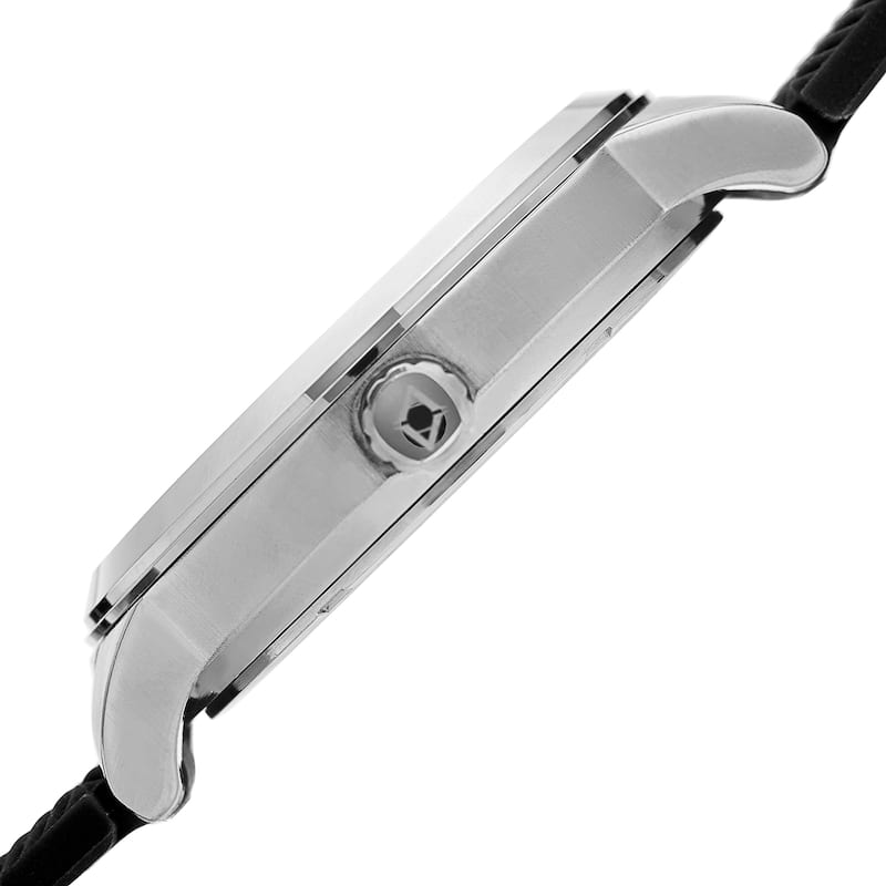 Akribos XXIV Men's Quartz Silver-Tone Black Soft Silicone Strap Watch