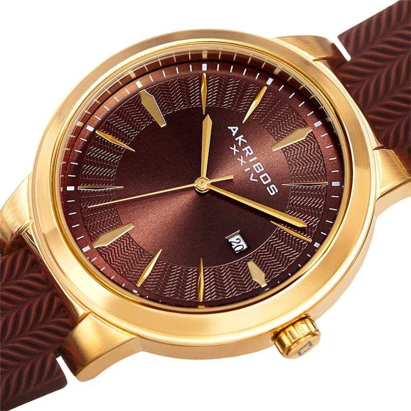 Akribos XXIV Men's Quartz Soft Silicone Strap Watch