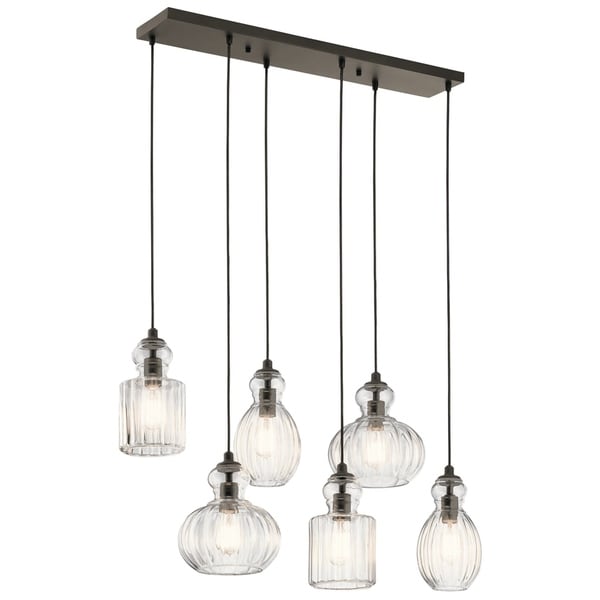 Kichler Lighting Riviera Collection Olde Bronze Steel 6 Light Kichler Lighting Riviera Collection Olde Bronze Steel 6 Light Linear Chandelier