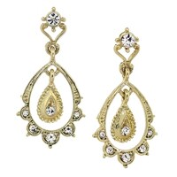 Downton Abbey Gold Tone Belle Epoch Bow Filigree Drop Earrings Downton Abbey Gold Tone Crystal Belle Epoch Scallop With Dangle And Post Top Drop Earrings