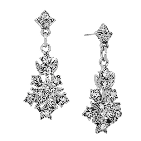 Downton Abbey Silver Tone Belle Epoch Starburst Pave Crystal Downton Abbey Silver Tone Belle Epoch Starburst Pave Crystal Accents Drop Earrings