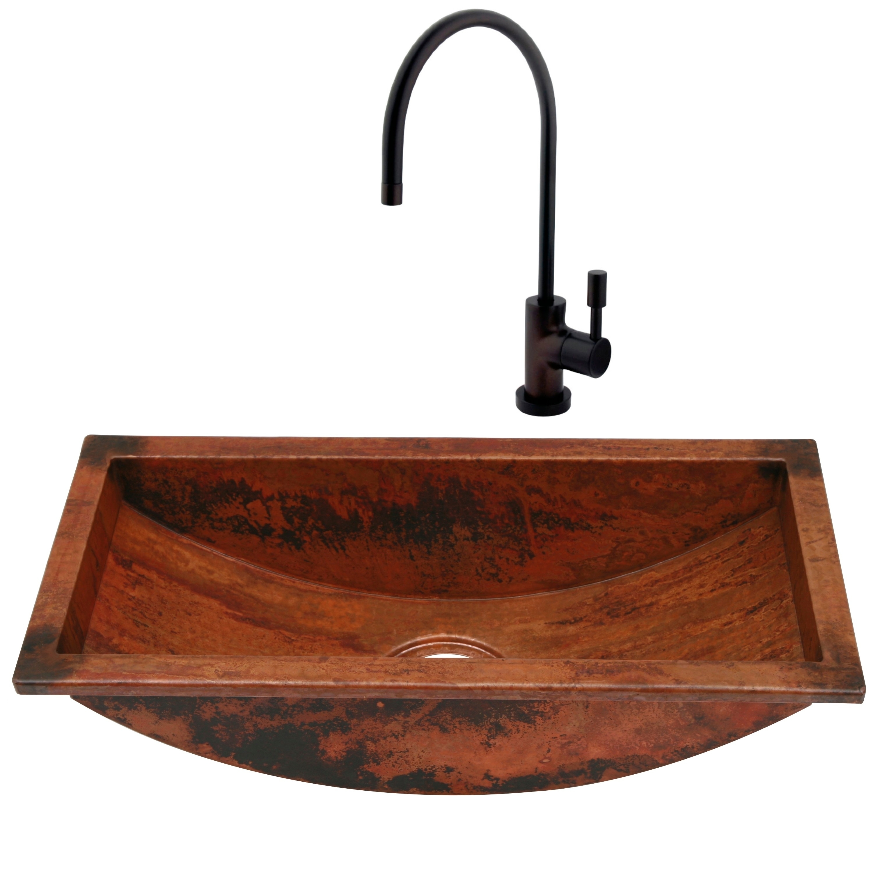 Unikwities 22x10x6 Inch Copper Trough Sink With Cold Water Faucet