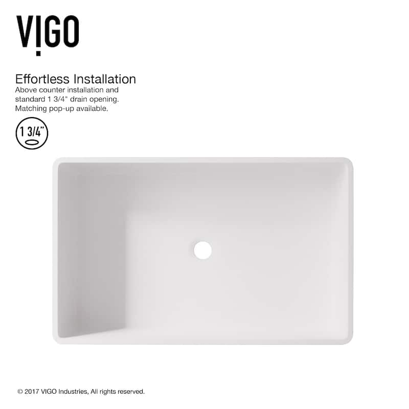 VIGO Magnolia Matte Stone Vessel Bathroom Sink and Niko Faucet Set