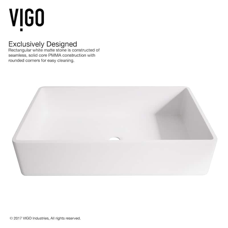 VIGO Magnolia Matte Stone Vessel Bathroom Sink and Niko Faucet Set