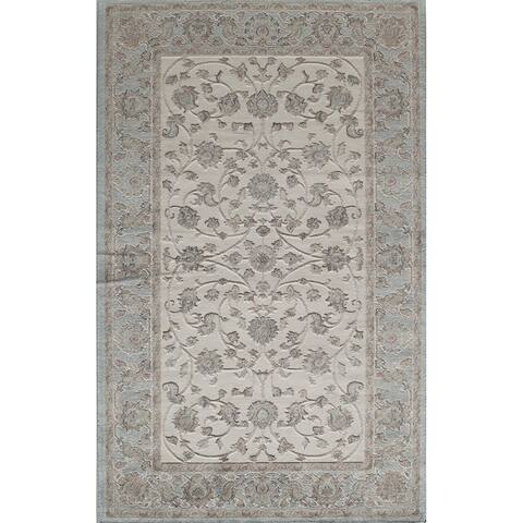 Riviera Traditional Oriental Ivory Blue Area Rug - 8' x 10'