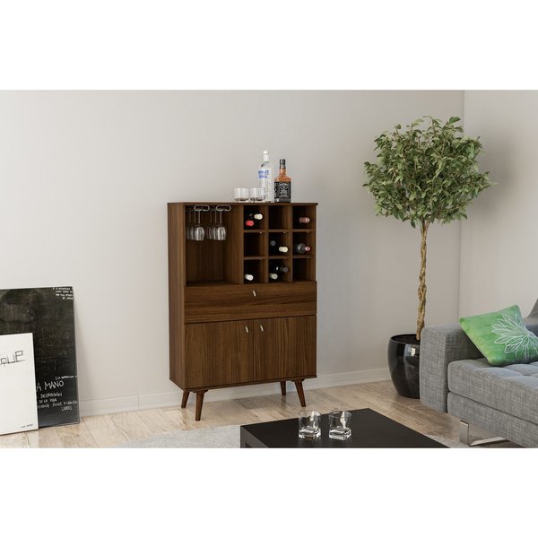 Shop Boahaus Elegant Bar Cabinet, Dark Brown, Wine Storage ...