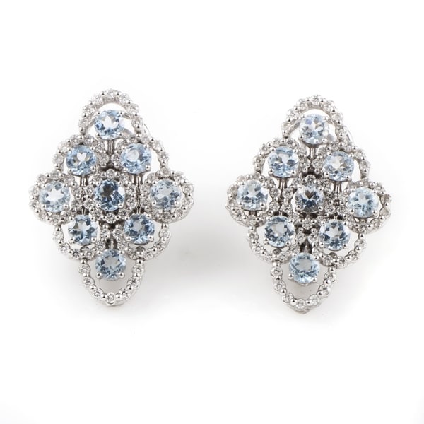 Juliette White Gold Aquamarine Diamond Earrings Ships To Juliette White Gold Aquamarine Diamond Earrings