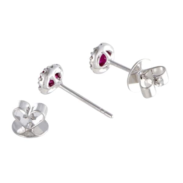 White Gold Diamond Pave And Ruby Small Stud Earrings White Gold Diamond Pave And Ruby Small Stud Earrings