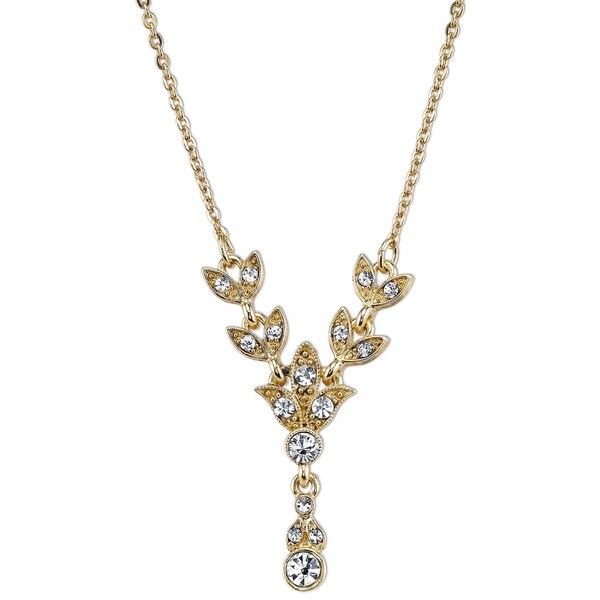 1928 Jewlery Gold-Tone Black and White Enamel Pearshape Drop Necklace 16 Adj.