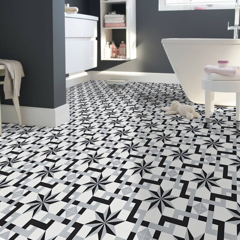 Handmade Sahara in Black and Grey Tile, Pack of 12 (Morocco)