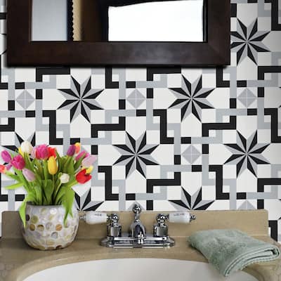 Handmade Sahara in Black and Grey Tile, Pack of 12 (Morocco)