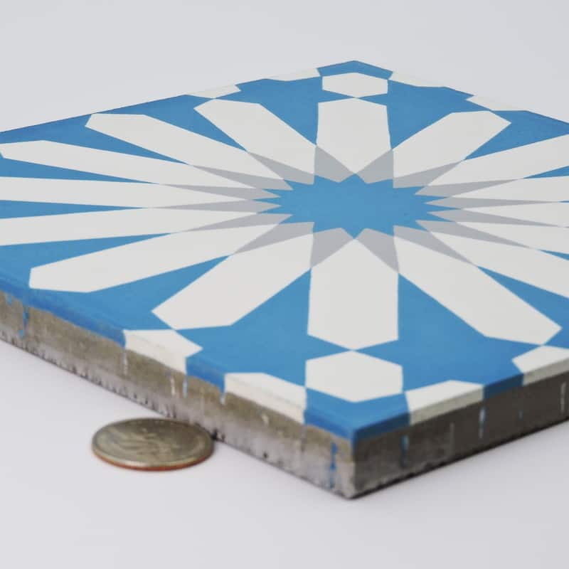 Handmade Alhambra in Blue, Grey, White Tile, Pack of 12 (Morocco)