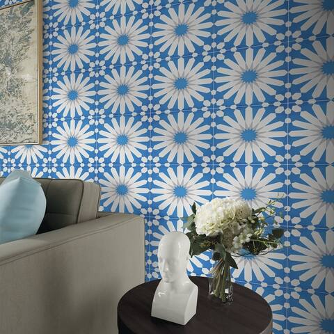 Handmade Alhambra in Blue, Grey, White Tile, Pack of 12 (Morocco)