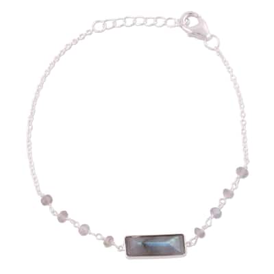 NOVICA Handmade Sterling Silver 'Magical Prism' Labradorite Bracelet (India)