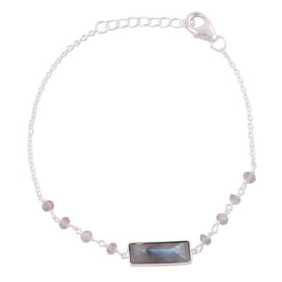 NOVICA Handmade Sterling Silver 'Magical Prism' Labradorite Bracelet (India)