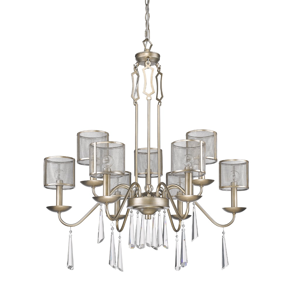 Acclaim Lighting Rita Washed Gold Finish Steel 9-light Indoor Chandelier With Mesh Shades and Crystals (9-Light, Mesh Shades, Washed Gold) - Chandeliers For Bedrooms by Overstock.com