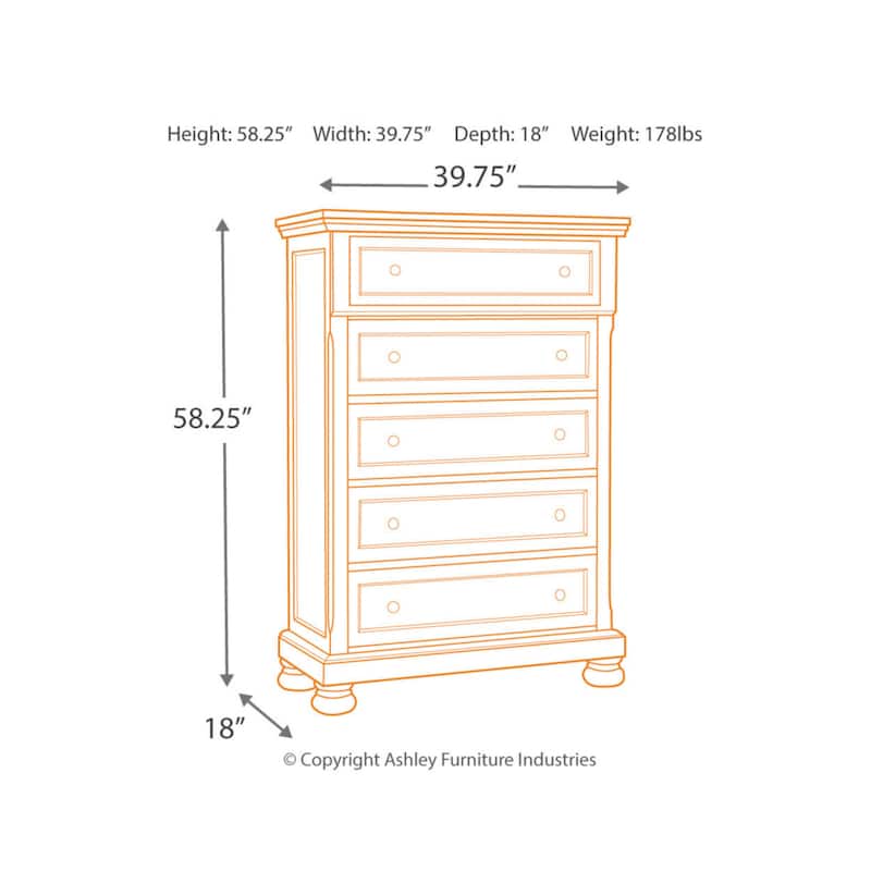 Flynnter Medium Brown 5-drawer Chest