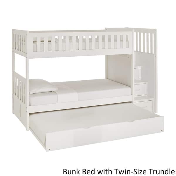 Shop Hunter Twin Over Twin White Wood Storage Staircase Bunk Bed