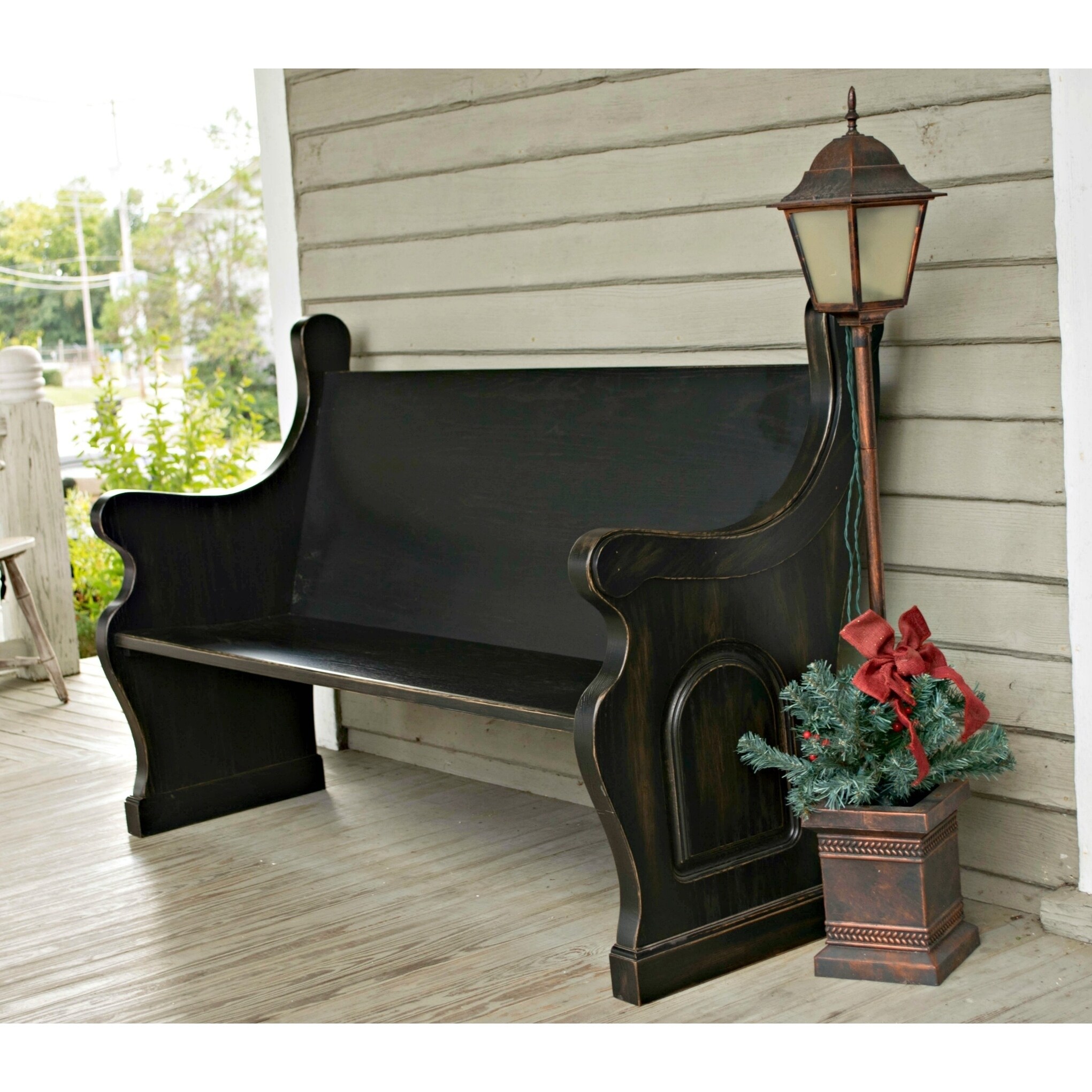 Shop Indoor Outdoor Solid Wood Pew Bench With Waterfall Ends