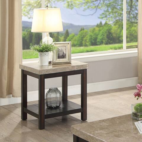 Furniture of America Della Transitional Dark Walnut End Table
