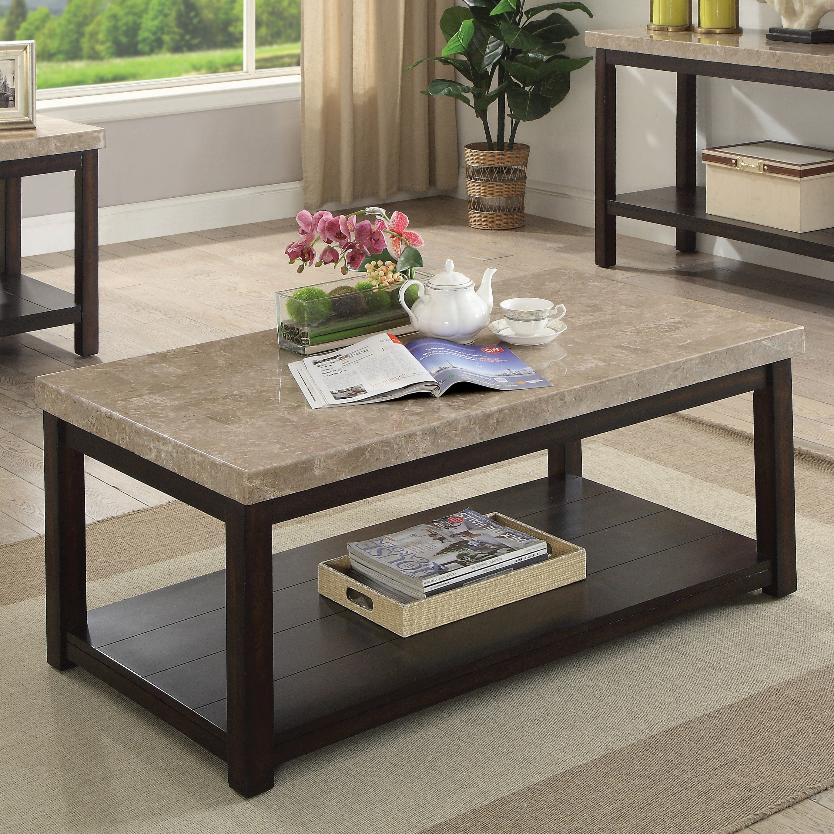 Furniture Of America Della Transitional Dark Walnut Coffee Table Furniture Of America Della Transitional Dark Walnut Coffee Table