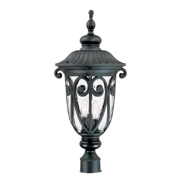 Hailee 3-Light Matte Black Outdoor Post Light