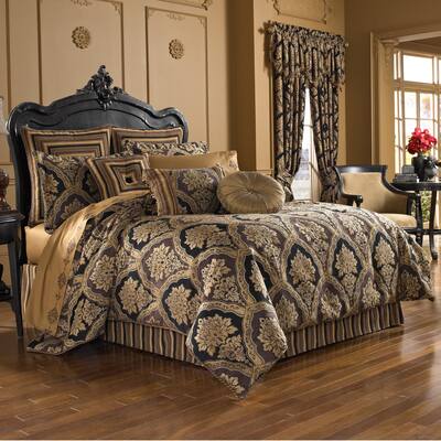 Five Queens Court Reilly Woven Chenille Damask 4-piece Comforter Set