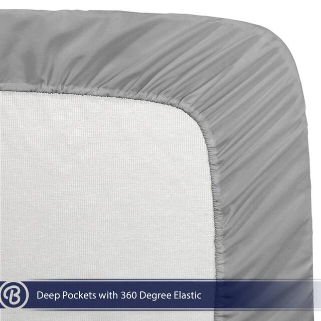 Bare Home Deep Pocket Fitted Sheet & Pillowcase Set, Hypoallergenic