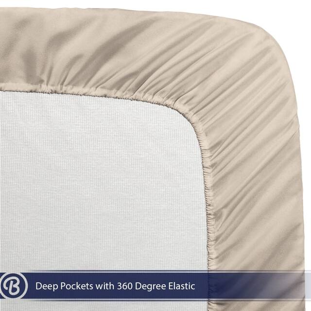 Bare Home Deep Pocket Fitted Sheet & Pillowcase Set, Hypoallergenic