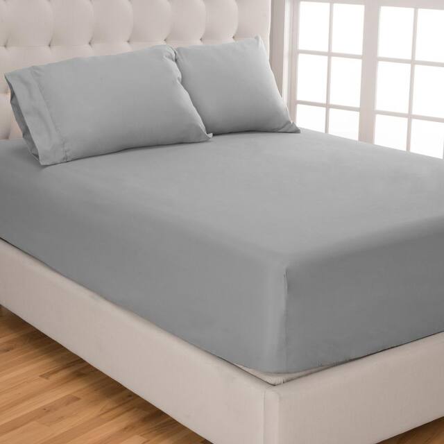 Bare Home Deep Pocket Fitted Sheet & Pillowcase Set, Hypoallergenic - Queen - Light Grey