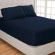 Bare Home Deep Pocket Fitted Sheet & Pillowcase Set, Hypoallergenic - Split King - Dark Blue