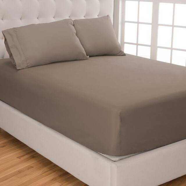 Bare Home Deep Pocket Fitted Sheet & Pillowcase Set, Hypoallergenic - Full - Taupe