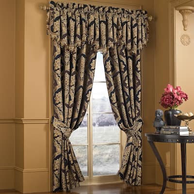 Five Queens Court Reilly Woven Chenille Damask Luxury Curtain Panel Pair - 50" w x 84" l