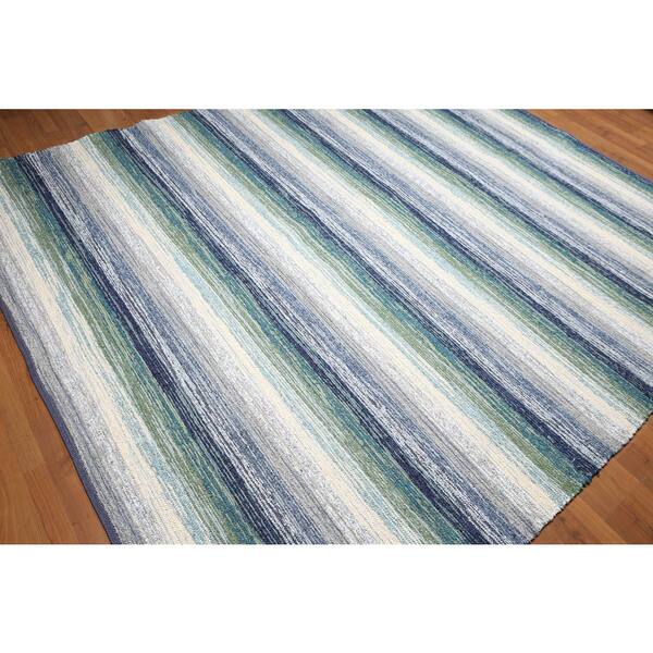 Shop Coastal Glam Multicolor Cotton Hand Woven Oriental Area Rug 8 X 10 Blue Green 8 X 10 Overstock 19577494