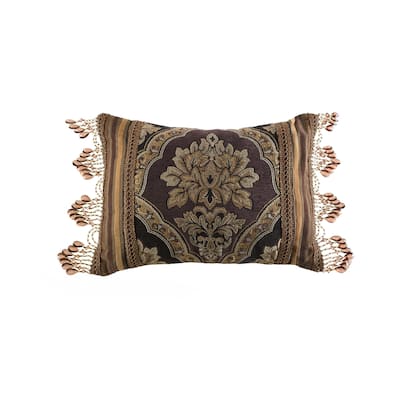 Five Queens Court Reilly Woven Chenille Damask Boudoir Throw Pillow