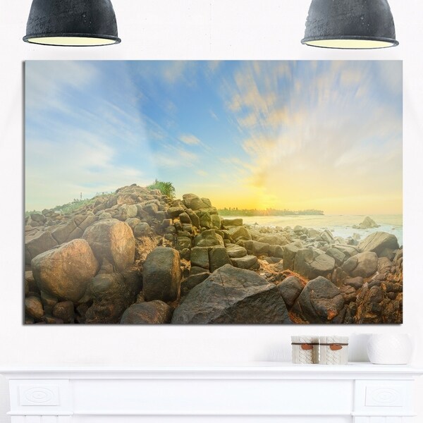 Untouched Romantic Beach of Sri Lanka - Landscape Glossy Metal Wall Art