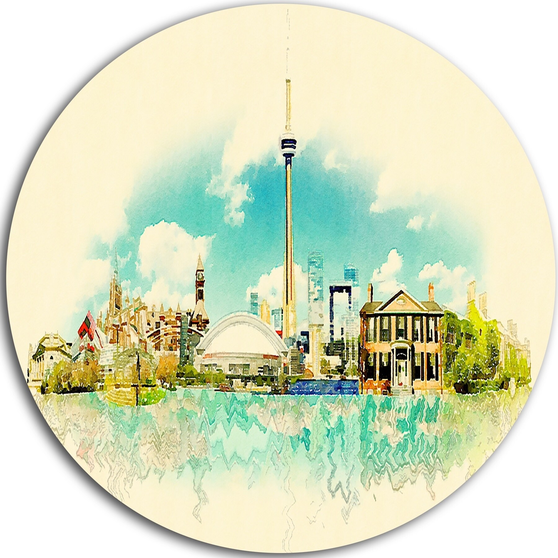 Shop Designart Toronto City Watercolor Cityscape Painting Circle