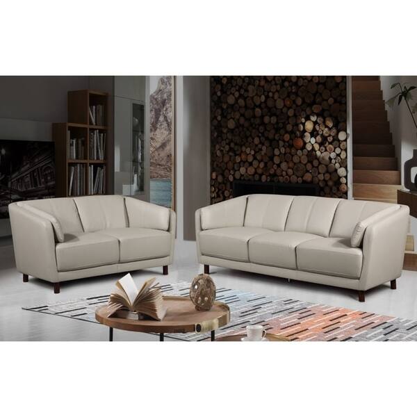 Shop Vivian Mid Century Air Leather Fabric Sofa Set Free