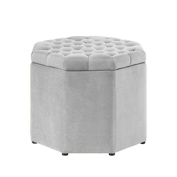 Shop Inspired Home Amara Upholstered Tufted Octagon Storage