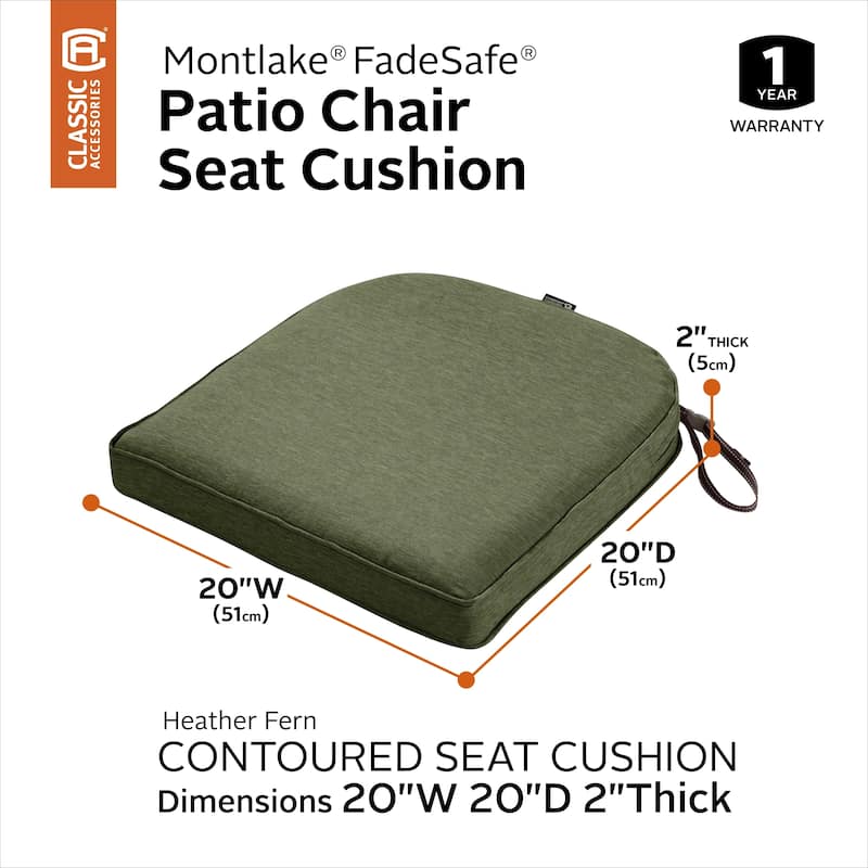 Montlake FadeSafe Contoured Patio Dining Seat Cushion-20"Lx20"Wx2"H