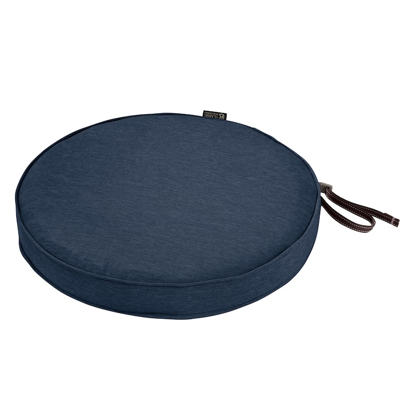Classic Accessories Montlake Water-Resistant 18 Dia x 2 Inch Patio Dining Seat Cushion, Antique Beige - heather indigo blue