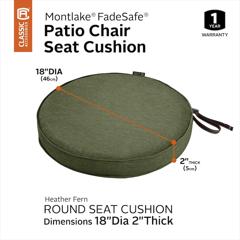 Classic Accessories Montlake Water-Resistant 18 Dia x 2 Inch Patio Dining Seat Cushion, Antique Beige